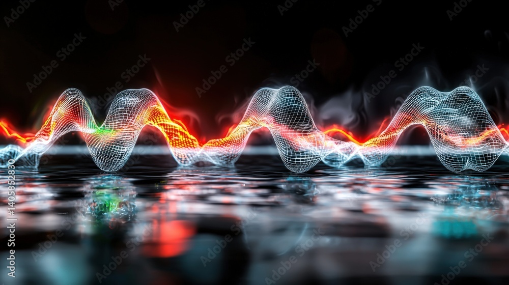 Aufkleber dynamic sound waves visualization studio environment digital art abstract concept high-tech aestheti