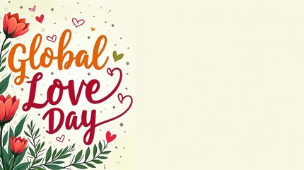 Celebrate global love day with joyful floral designs artistic graphics heartfelt messages and vibrant colors