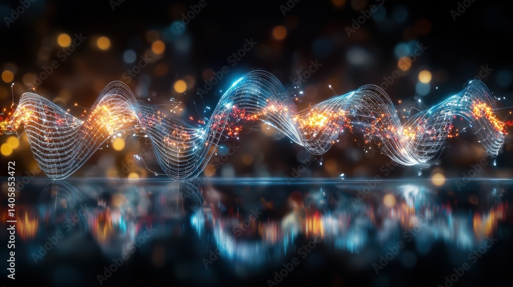 Aufkleber dynamic waves of light and color digital art experience abstract environment vibrant viewpoint artis