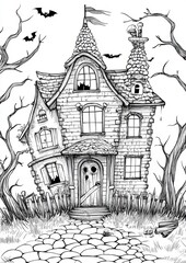 Obraz premium Haunted House Coloring Pages