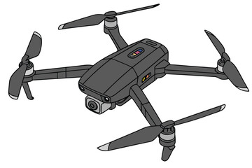 21 Professional drone, quadcopter, high-tech, carbon fiber, multiple rotors, stabilized camera gimbal, LED lights, sleek design, industrial grade, aerial photography, 4K camera, foldable arms, precisi