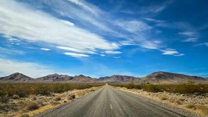 Blue skies driving in Death Valley