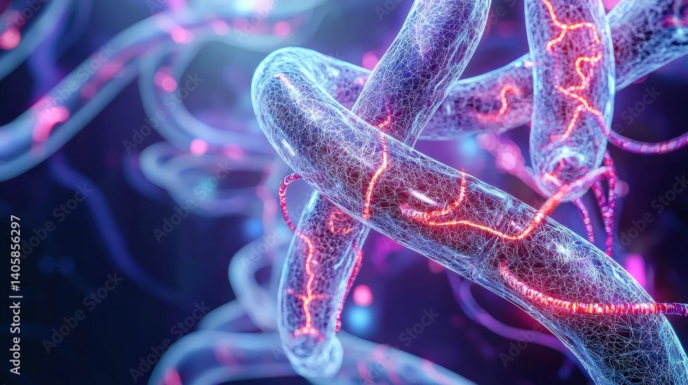 Poster fascinating action of molecular interaction abstract environment digital art scientific exploration 