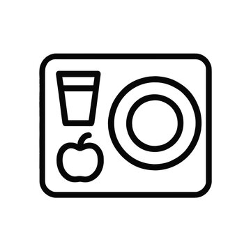 black outline lunch tray with food clip art preview