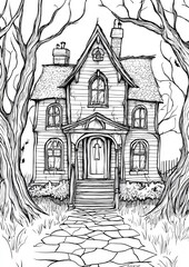 Fototapeta premium Haunted House Coloring Pages