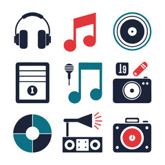 Colorful Icons for Music, Audio, and Technology Design