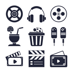 Media and Entertainment Icon Set, Black and White