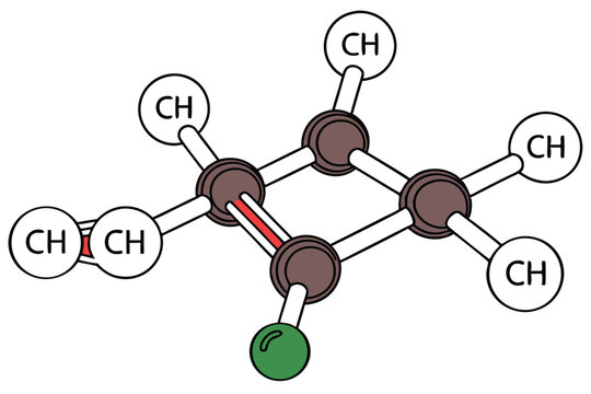 23 Molecular structure, 3D model, chloroform molecule, carbon tetrachloride molecule, methane molecule, green and white atoms, black carbon atoms, ball-and-stick representation, chemical bonds, organi