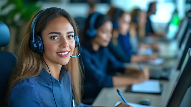 A call center team collaborates in the break room, sketching ideas on a notepad to enhance customer satisfaction. Behind them, coworkers with headsets continue their customer servi