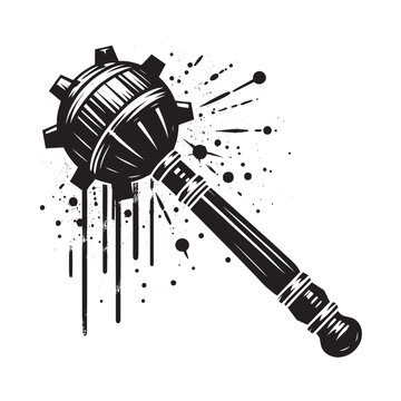 black mace weapon ink splash clip art preview