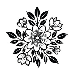 Floral Composition Sketch Silhouette Art.