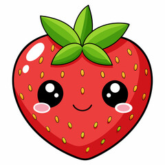 Obraz premium Basic strawberry vector fruit on white, minimal and stylish for clean digital design packs.