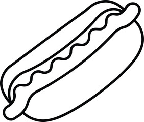 Hot Dog Outline Icon Line Art Drawing Vector | Fast Food, Snack & Street Eat Design