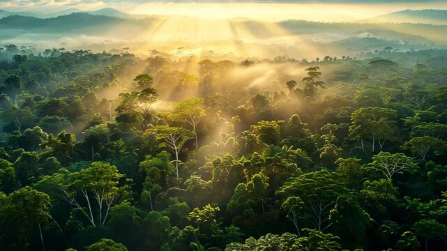 Sunrise over the Amazon Rainforest: A Breathtaking Aerial View