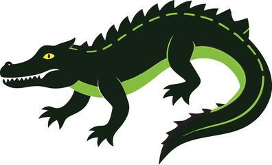 Crocodile silhouette vector art illustration