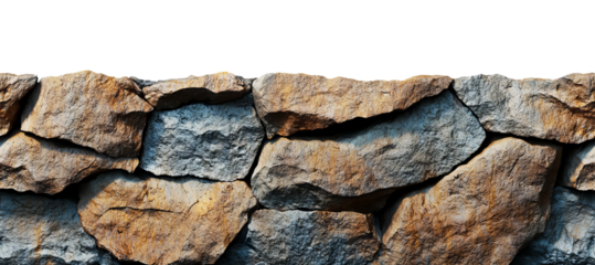 PNG of Close-up of rugged, textured stone wall showcasing natural colors and patterns.