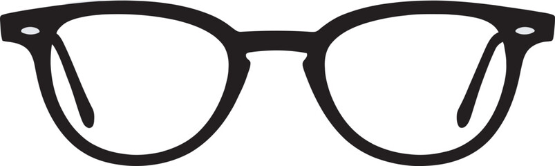 Minimalist Round Black Glasses Icon – Eyewear Silhouette Vector Design