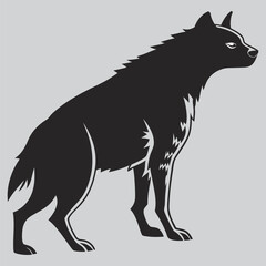 A  hyena standing alert  image silhouette vector art and illustration