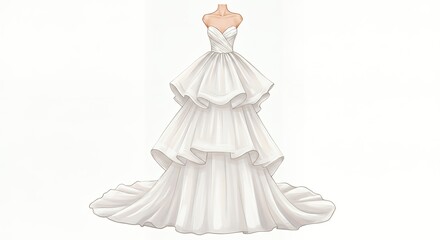 Elegant wedding dress design sketch