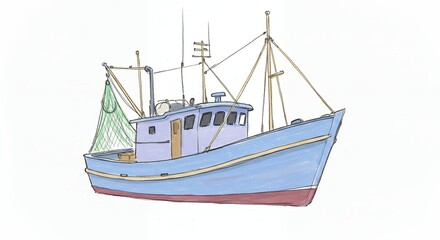 Naklejka premium Fishing boat illustration for commercial use