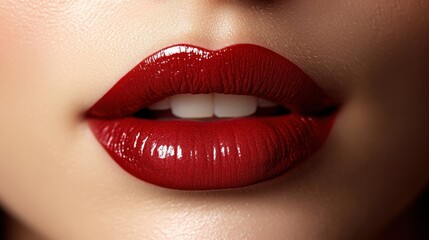 Obraz premium Close-up of vibrant red lips