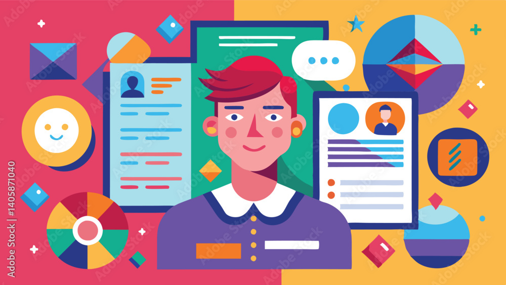 Poster digital worker analyzing data while surrounded by colorful charts and graphs in a modern workspace d