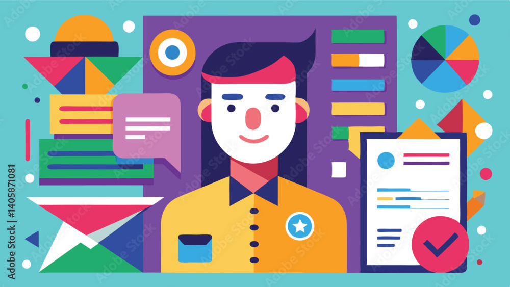 Poster digital worker analyzing data while surrounded by colorful charts and graphs in a modern workspace d