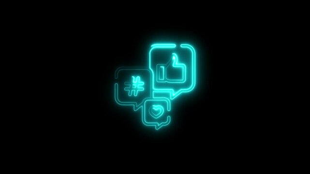 "Neon Social Media Icon &ndash; Glowing Symbol for Digital Communication and Online Networking"