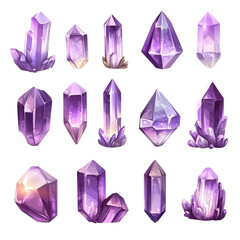 Sparkling Amethyst Crystals Gemstones Collection Shimmering Purple Treasures