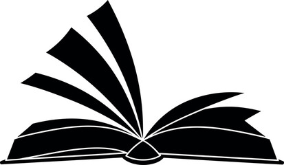 Open book with pages fanned out in a minimal flat design vector art