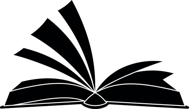 Open book with pages fanned out in a minimal flat design vector art