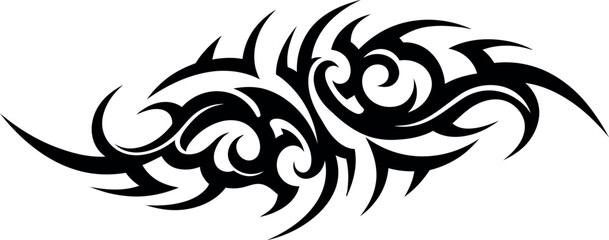 Fototapeta premium Intricate tribal design featuring flowing curves and sharp points in minimal black vector art