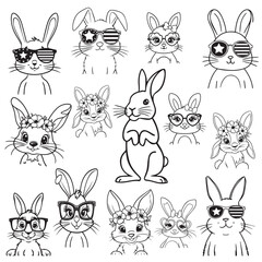 Obraz premium Little Rabbit Cartoon illustration Design, Bunny Vector, Bunny Illustration Art, Easter Bunny Art Cute Bunny ornament