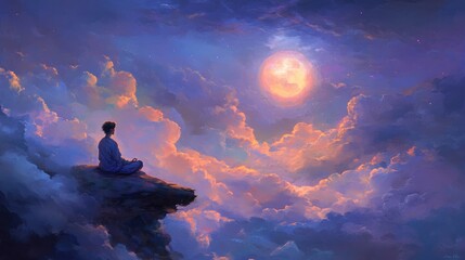 Meditative Figure on Cloudtop