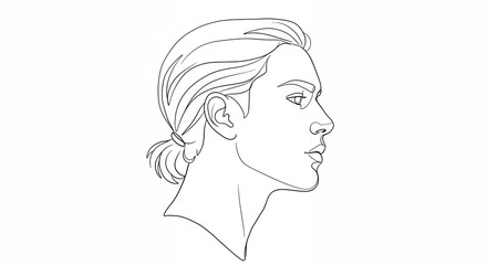 Line art male head profile drawing