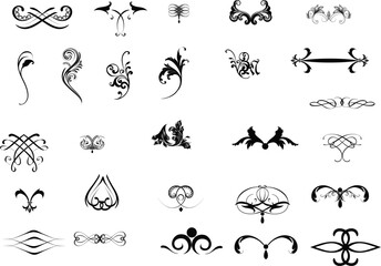 Decorative Black Lace Elements Collection for Design Projects