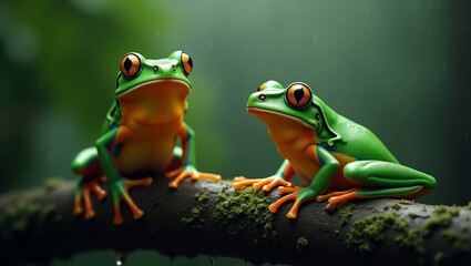 Naklejka premium Stunning Close-up of Two Colorful Tree Frogs
