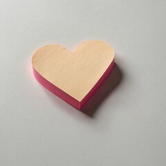Obraz premium A sticky note pad shaped like a heart on a white surface.