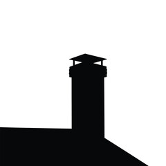 Chimney Silhouette On Roof Against White Background Architectural Element Design