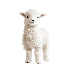 Fototapeta premium Cute White Lamb Standing on White Background
