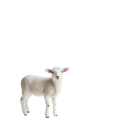 Obraz premium Cute White Lamb Standing on White Background