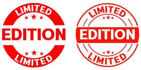 Limited edition circle red grunge rubber stamp isolated on transparent background. vector illustration