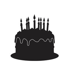 Birthday Cake Silhouette With Candles Celebration Vector For Party Invitations