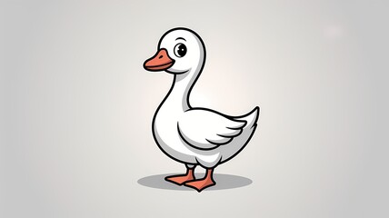 Obraz premium A charming cartoon of a single goose standing gracefully