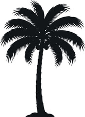 Tall palm tree silhouette with detailed fronds in flat design vector art