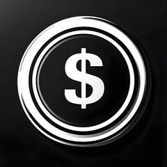 Fototapeta premium Shiny dollar sign emblem on a black background showcasing wealth and finance concepts in modern design