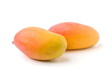 Ripe Mangoes on White Background