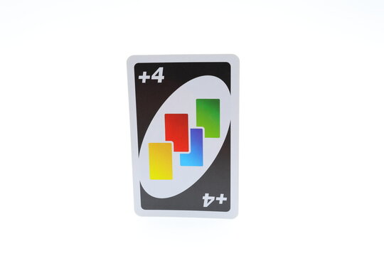 Uno card game. Ready to play. White background.