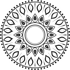 Black and White Mandala Pattern Featuring Intricate Floral
