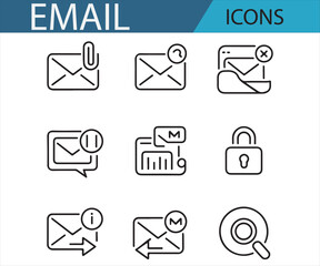 Digital Email and Notification Icons Including Secure and Mobile Messages